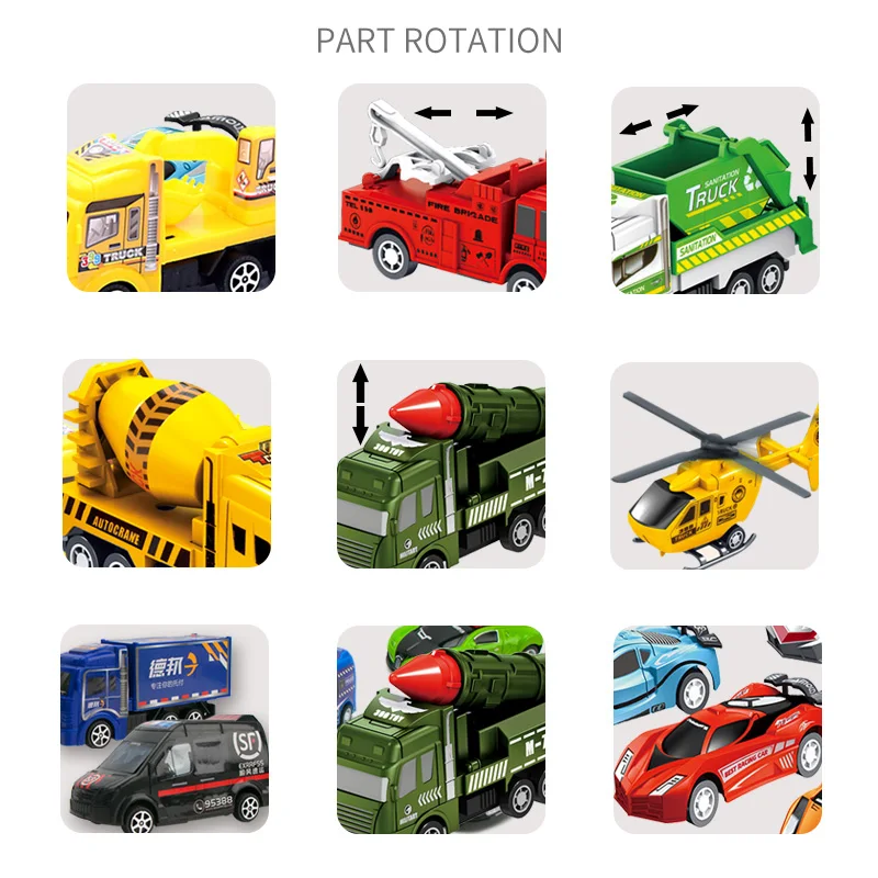 ZK20 1:64 niño coche excavadora juguete modelo conjunto tirar hacia atrás Tractor avión de inercia tren de simulación juego Montessori juguetes para niños de 3 años