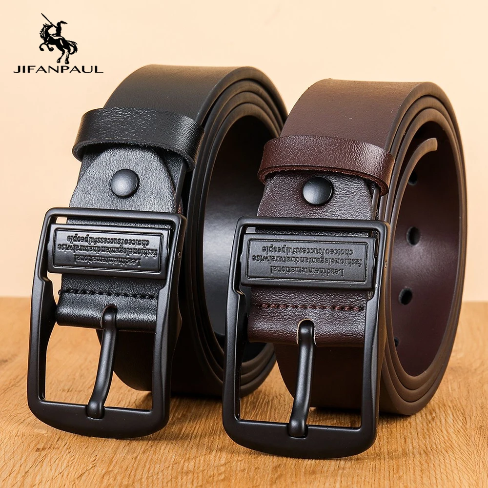 New Leather Cowhide Men's Belt Fashion Metal Alloy Pin Buckle Adult Luxury Brand Jeans Business Casual Waist Male Strap Brand