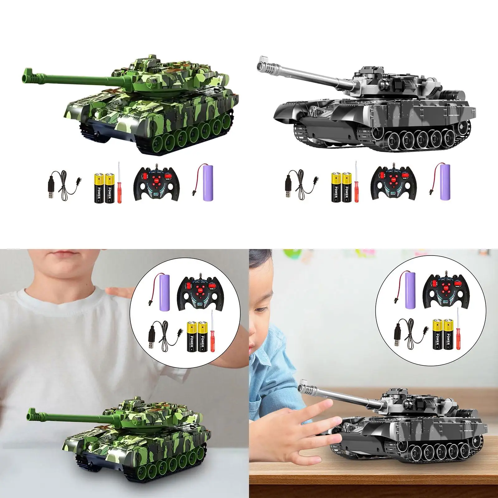 RC Battle Tank All Terrain RC Tank Rotating Turret Party Favor 360°Rotating Tank Model for Boys Girls Adults and Kids Children