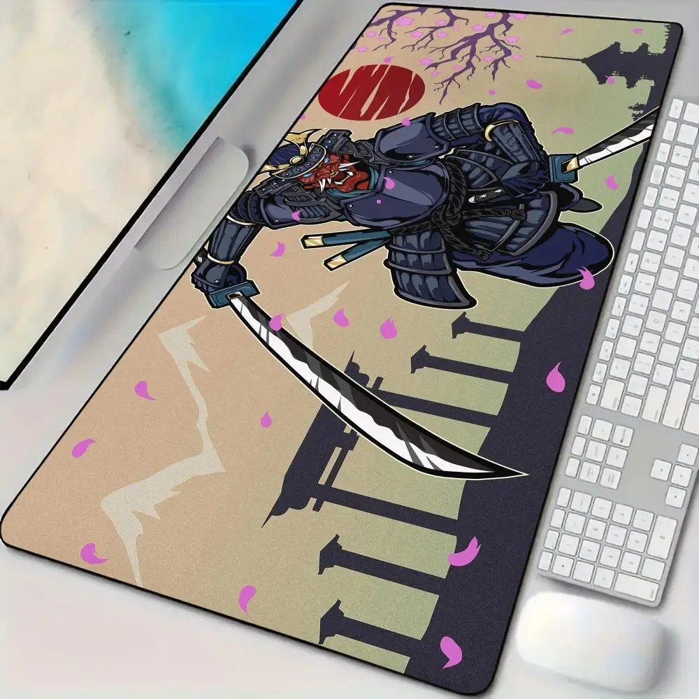 

Romantic cherry blossom and ghost warrior Mouse Pad Desk Mat with Stitched Edges non-Slip rubber base pc accessories Gaming mat
