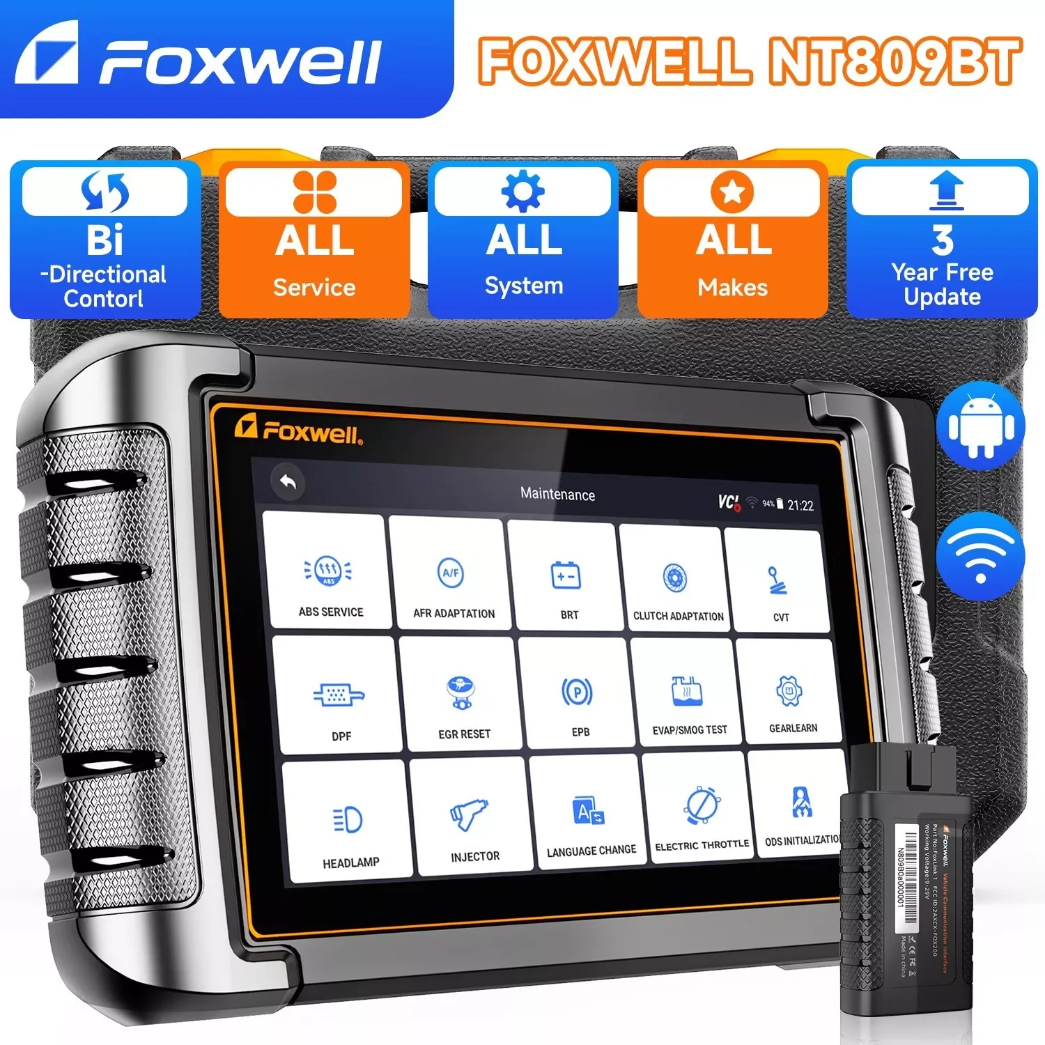 Foxwell NT809 BT OBD2 Bluetooth All System Bidirectional Test Car Auto Diagnostic Tool IMMO 30+ Reset Code Reader OBD2 Scanner