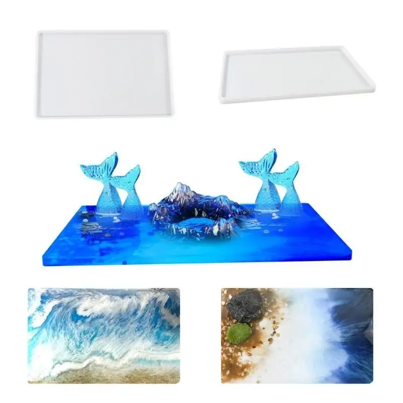 J78F DIY Silicone Mold Resin Painting Molds Clay Crafting Molds Ornament Molds