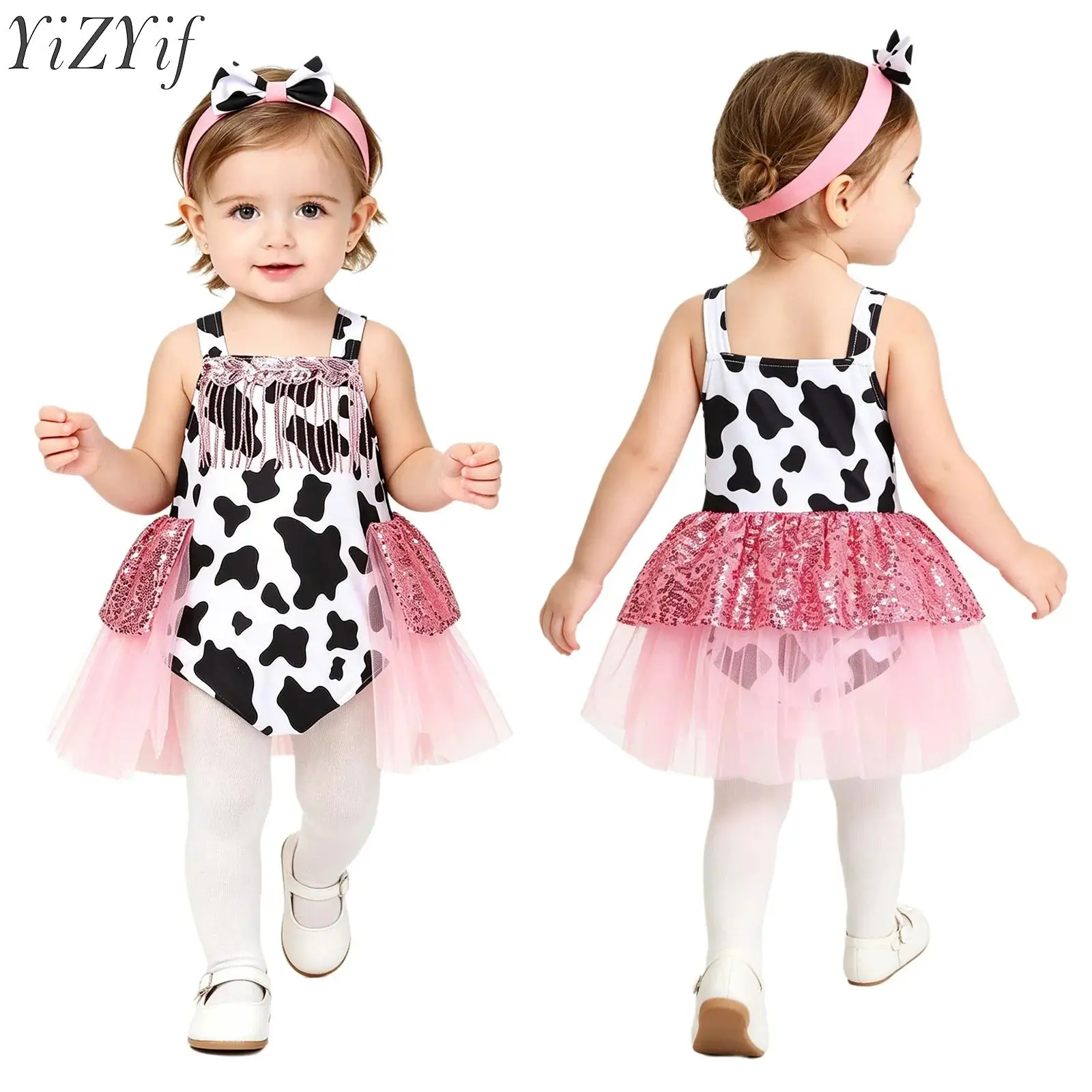 

Kids Girls Ballet Dance Leotard Leopard Dalmatian Printed Cosplay Party Bodysuit for Roleplay Animal Character Fancy Dress Up