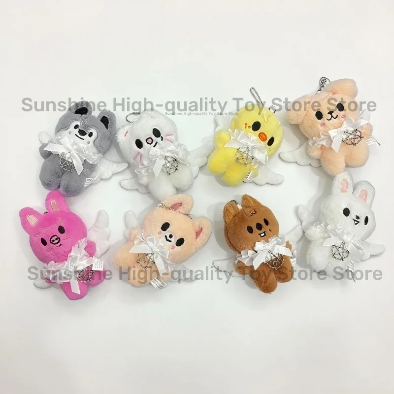

New Stray Kids animal stuffed plush toy white angel wings pentagram badge SKZOO plush toy Thanksgiving gift