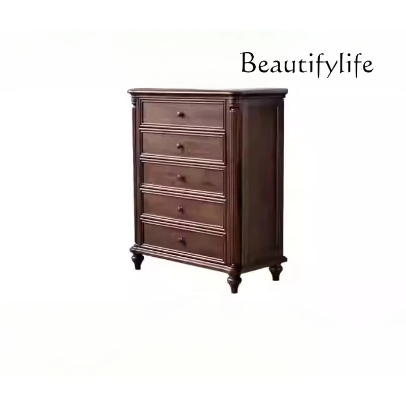 

American chest full solid wood living room side cabinet storage small vertical cabinet master bedroom drawer bedside cabinet
