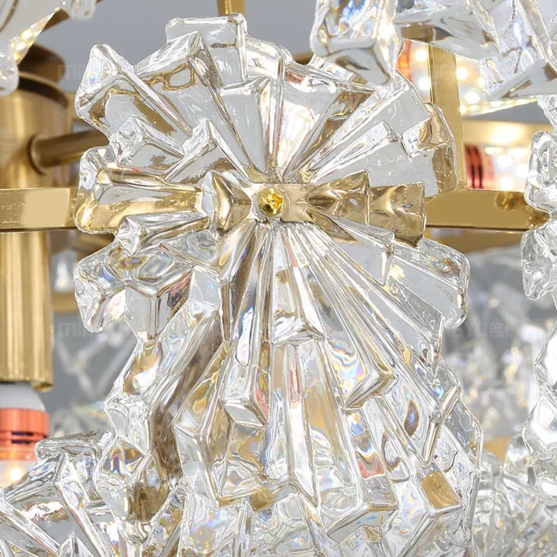 Modern LED Snowflake Glass Celling Chandeliers French Living Dinging Room Pendant Lamp Home Decor Lustre Hanging Light Fixture