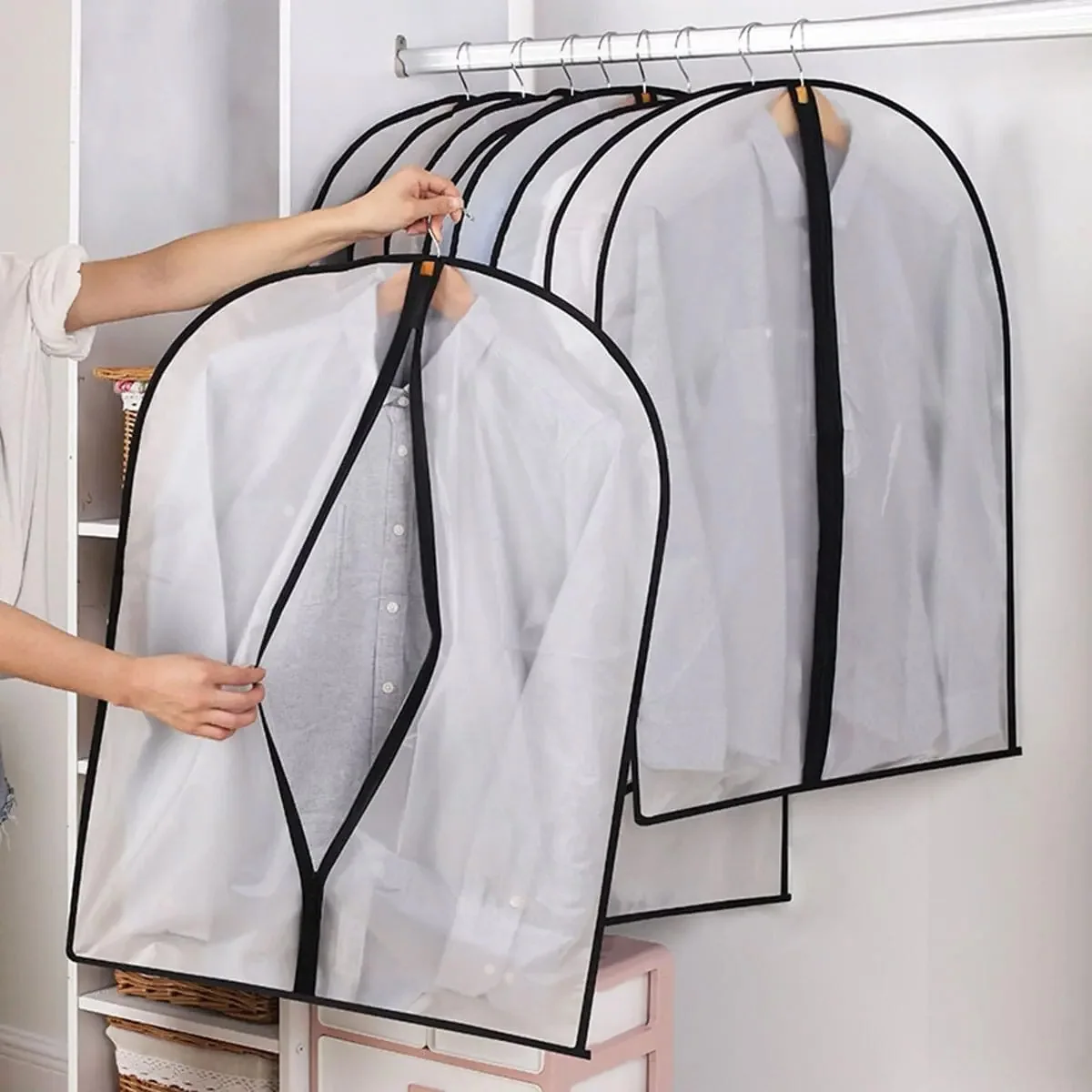 Dustproof Cloth Cover Bags Clothes Hanging Garment Dress Suit Coat Dust Cover Home Storage Bag Pouch Case Organizer