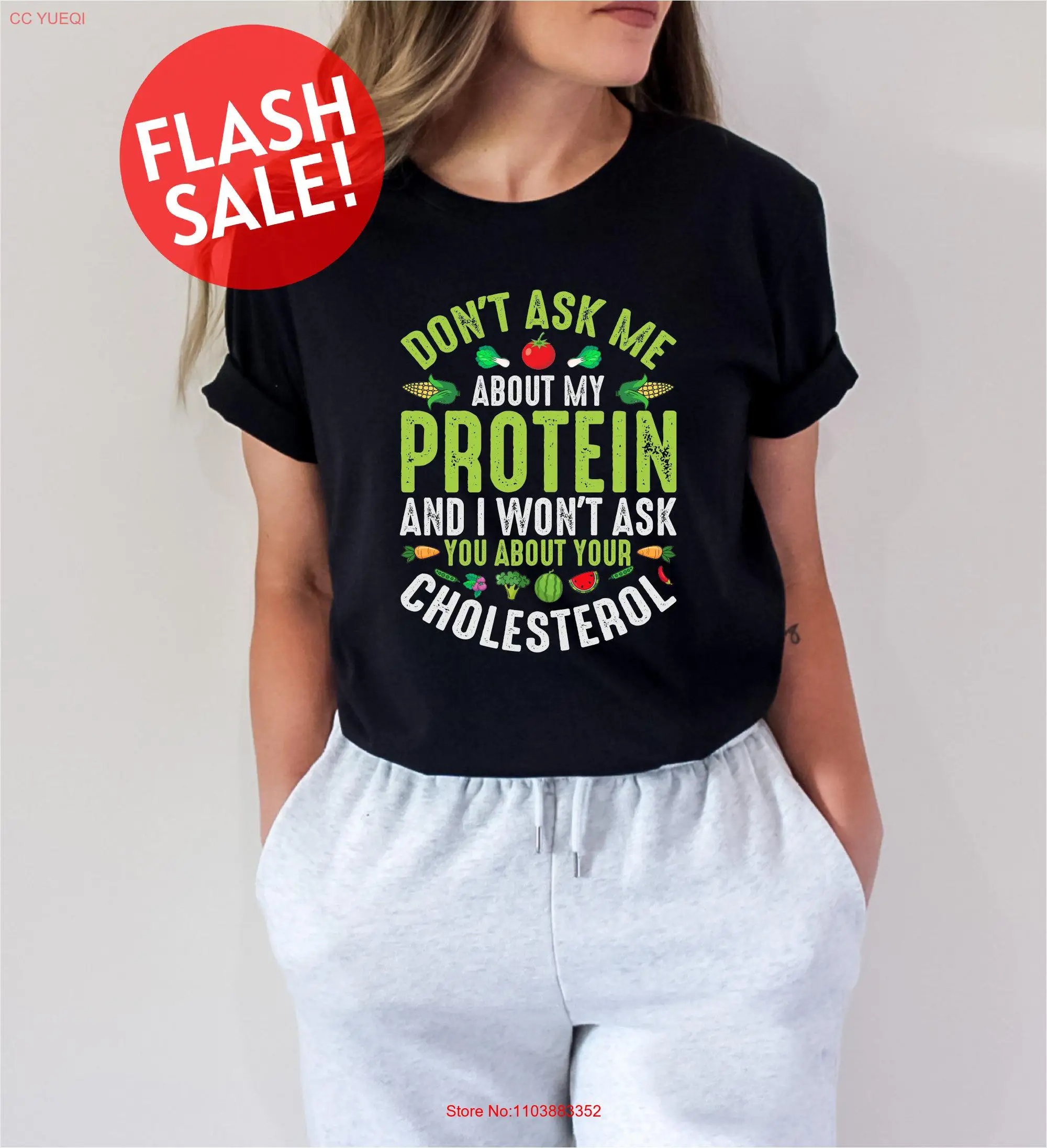 Не спросите меня о моем протеине и я не ты твоя холестерина Футболка Веганская жизнь Здоровый пожиратель Диетающая девушка