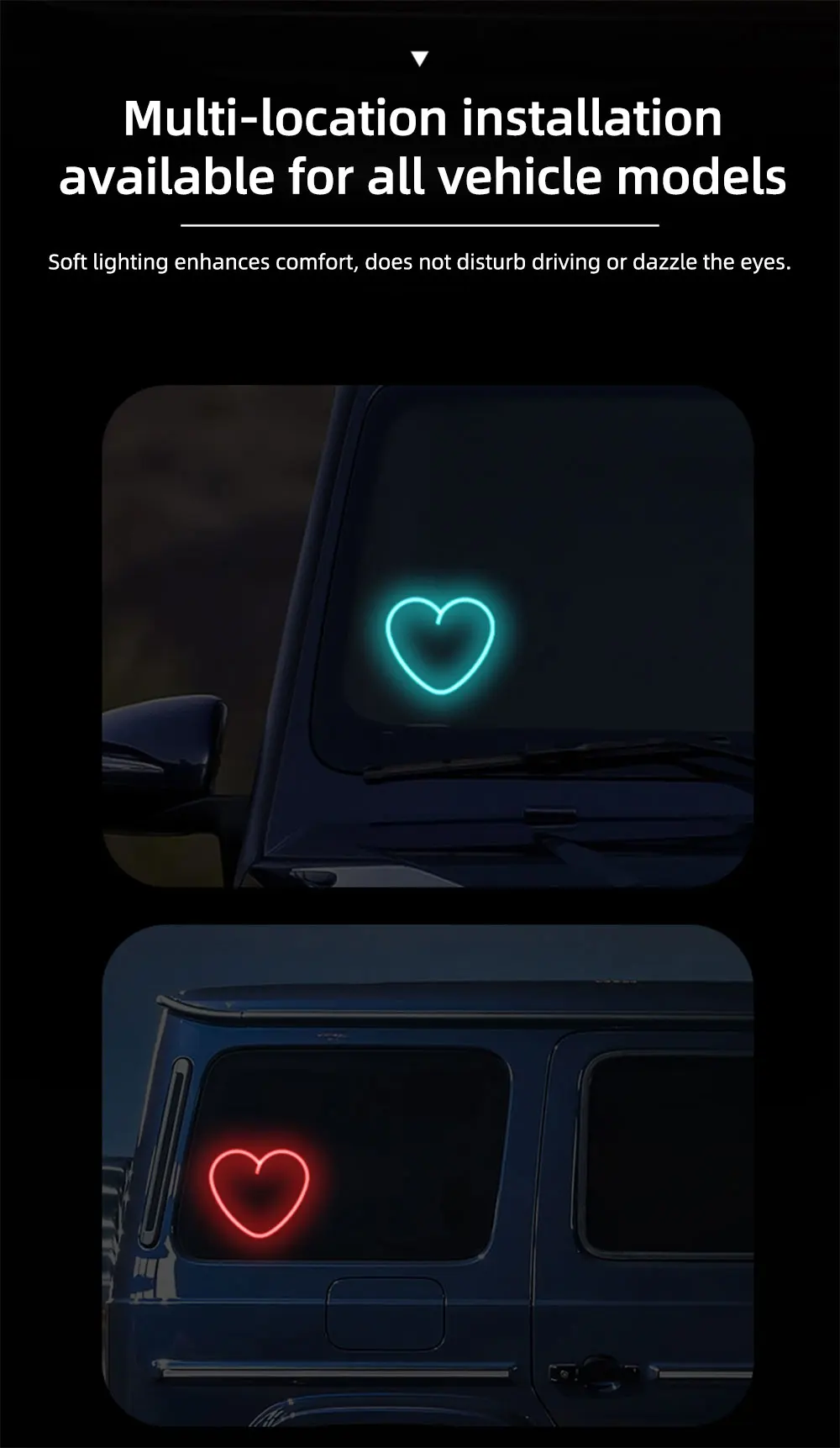 1PCS USB Solar Powered Heartshaped Symphony Colorful Led Ambient Light Bedroom Night light Front Rear Windowsheid Decoration