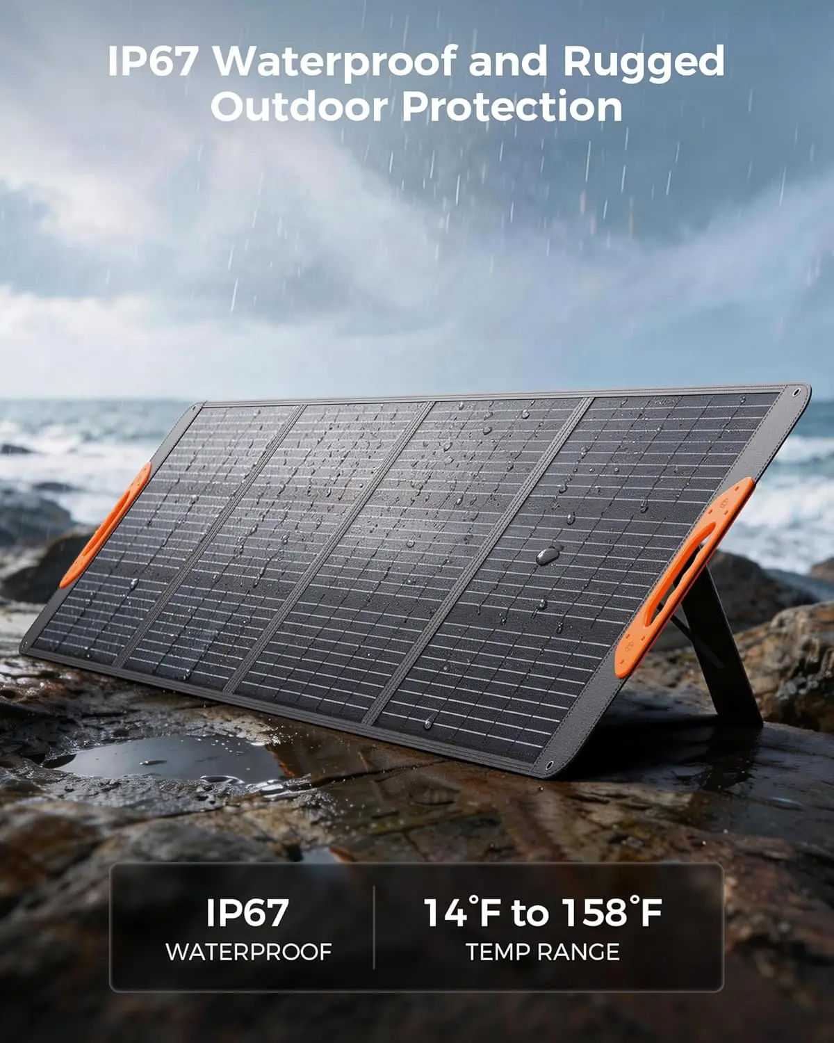 200W Portable Solar Panel, 23.5% Efficiency, Foldable with Kickstands, IP67 Waterproof for Camping RV Power Backup