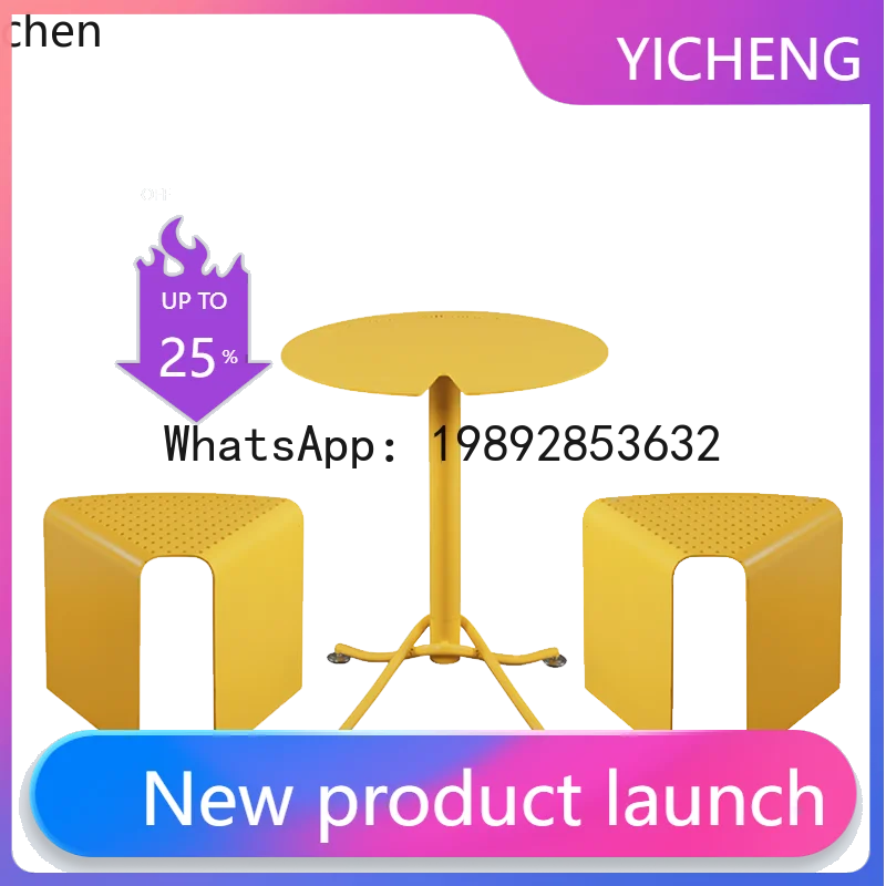A2-26  Outdoor Garden Table and Chair Outdoor Chair Aluminum Alloy Sunscreen Waterproof Rust-proof Terrace Round Table