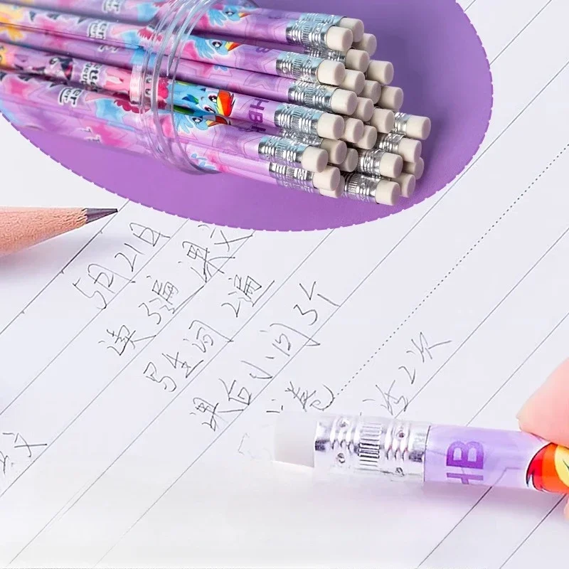 Crayon rond avec gomme pour enfants, Iigen My Little Pony, Baril HB de maternelle, dessin animé mignon, cadeau d'anniversaire et de Noël, véritable