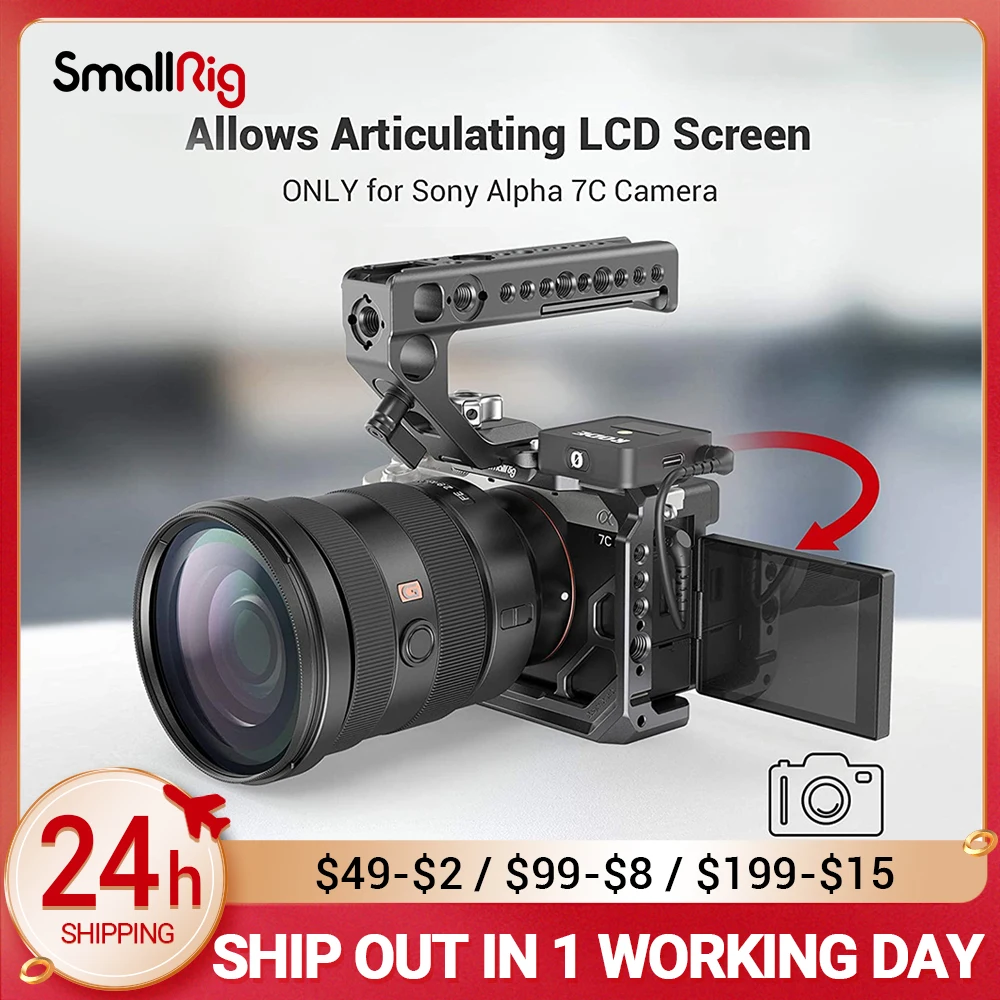 

Клетка SmallRig DSLR a7c для камеры sony a7c, клетка с холодным башмаком, 1/4 дюйма, Arri отверстие для микрофона, светодиодный удлинитель 3081
