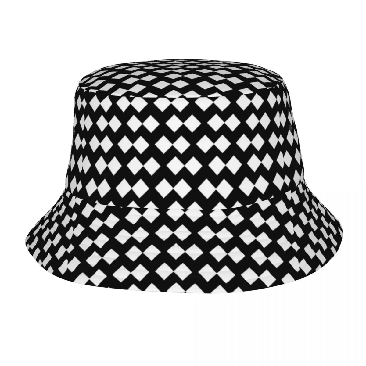 White Diamond Squares Bucket Hat Hawaii Fisherman Caps For Men Women Vintage Hunting Sunscreen Hats Soft Fold Custom DIY Cap