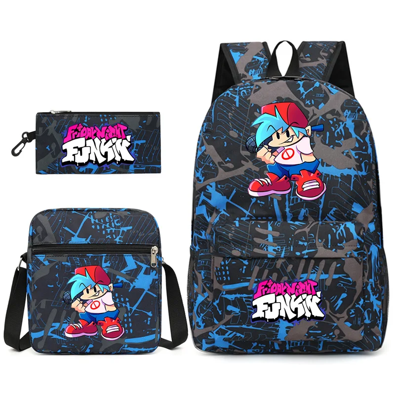 

Popular Novelty Friday Night Funkin Print 3pcs/Set pupil School Bags Laptop Daypack Backpack Inclined shoulder bag Pencil Case