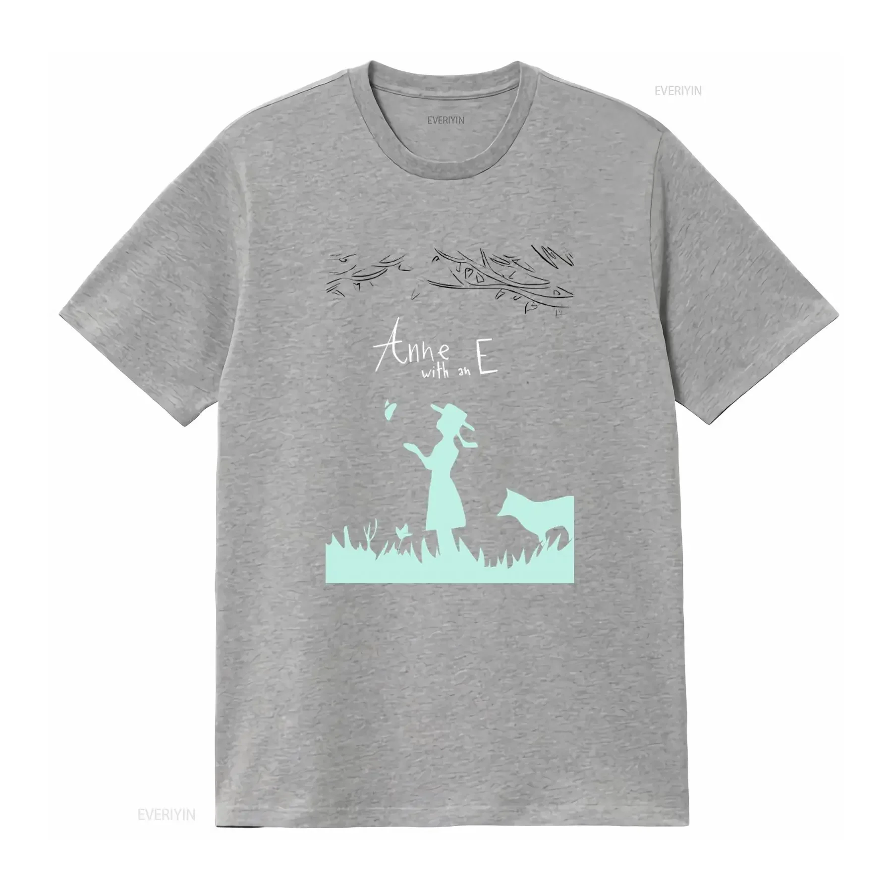 Anne with an E from Green Gables Silhouette T Shirt for Women Girls Fashion Print vintage Washed Unisex homme Stylish Casual