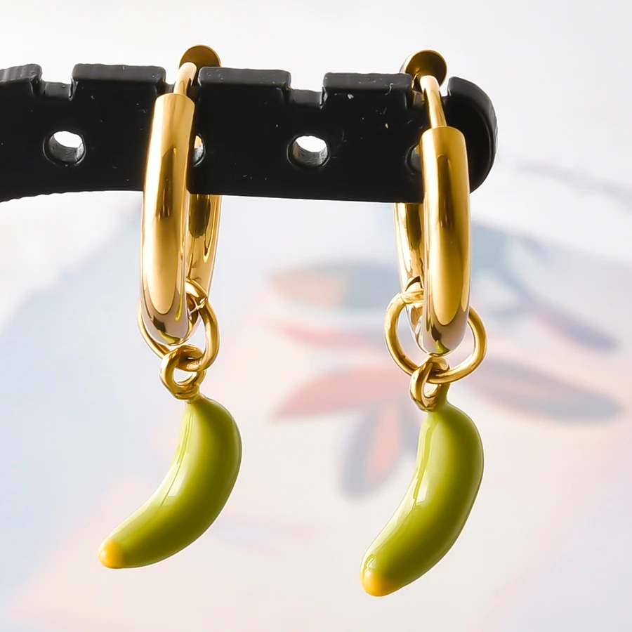 Emaille-Obst-Tier-Anhänger-Ohrringe, echt vergoldet, 316 Edelstahl, Granatapfel-Chili-Ohrringe für Damen und Herren, Schmuck – Detail 29