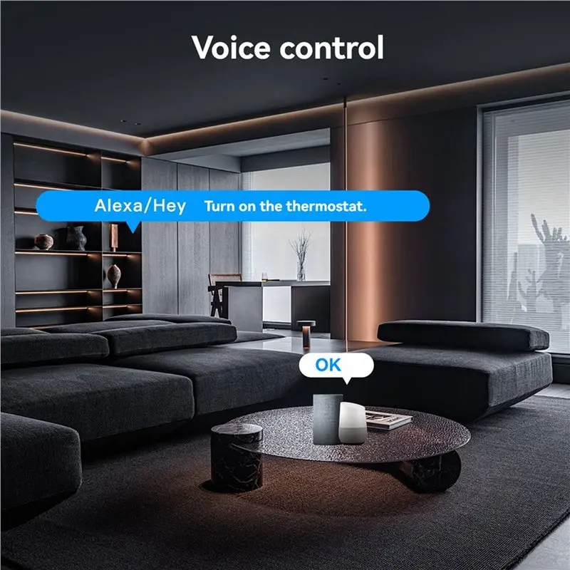 B04B-2X Tuya Zigbee Smart Knob Thermostat Electric Floor Heating Temperature Controller Works With For Alexa Googlehome Black