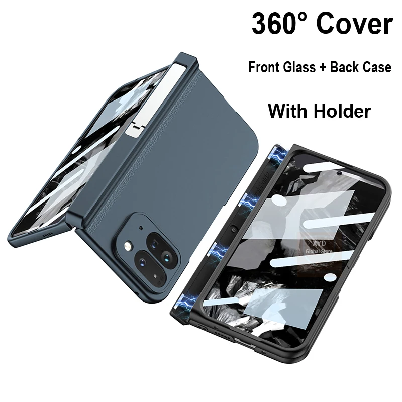 

360 Phone Cover For Google Pixel 9 Pro Fold Case Tempered Glass Hard Holder Case For Google Pixel 9 Pro Fold Pixel9 Flip Bumper