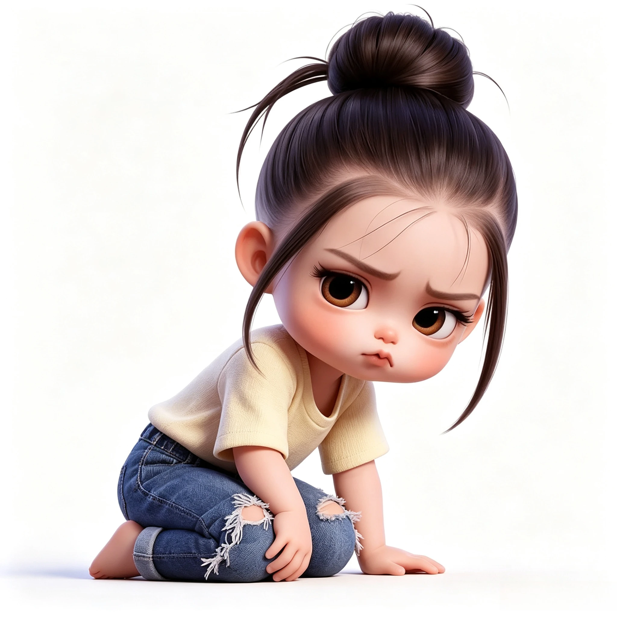 Angry Cute Girl with Side Eye Sticker, Waterproof Vinyl Decal for Car, Laptop, Smooth Surfaces & Bottle