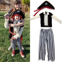 Kids Pirate Costume Outfits with Captain Hat Eye Patch Halloween Children Cosplay Set For New Year Birthday Pirates Clothes