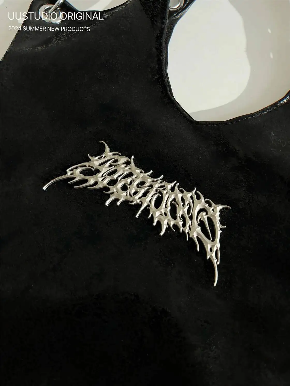 Bloom Y2k Grunge Black Shoulder Bags Women Gothic Dark Pu Leather Large Capacity Handbag Ladies Vintage Rivet Messenger Bag