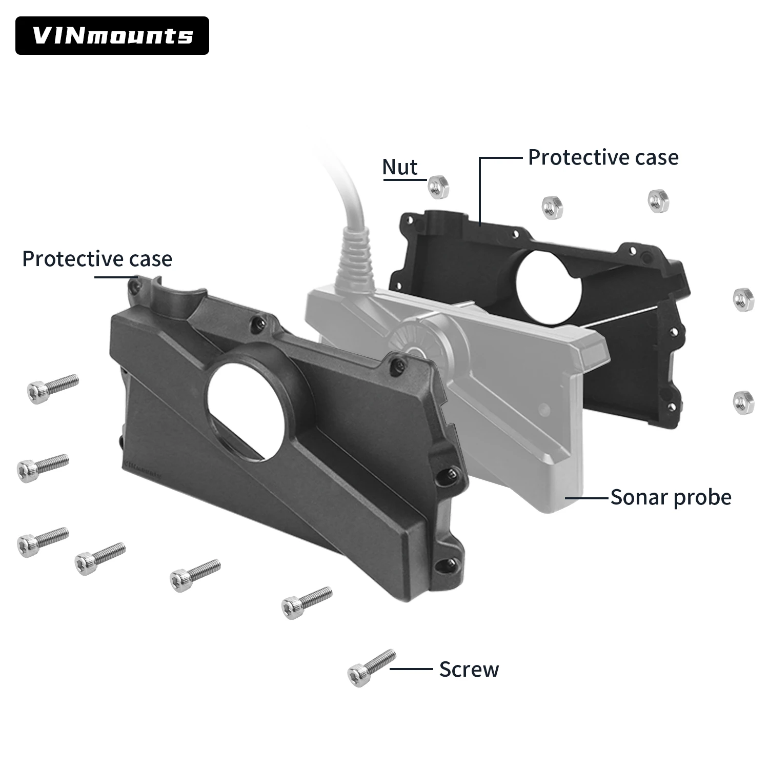 

VINmounts Garmin LVS34 LiveScope Transducer Protective Cover, Heavy-Duty Nylon Anti-Collision Case, Sonar for Boat & Ice Fishing