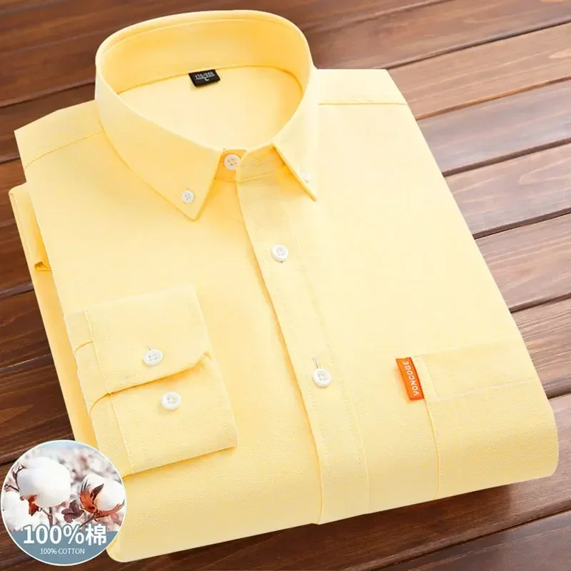 

Men's shirt long sleeve 100% cotton spring/summer Oxford woven non-ironing anti-wrinkle Business casual high quality
