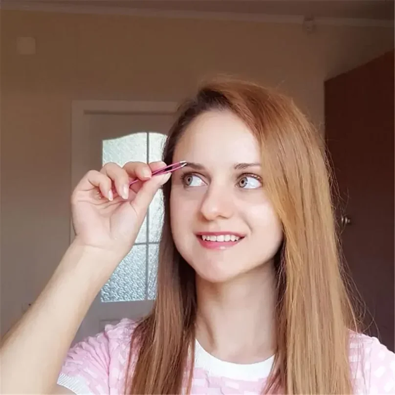 Pinzas para pestañas Rose Beauty de doble punta, herramienta de maquillaje antiestática para extensiones y depilación de cejas 5
