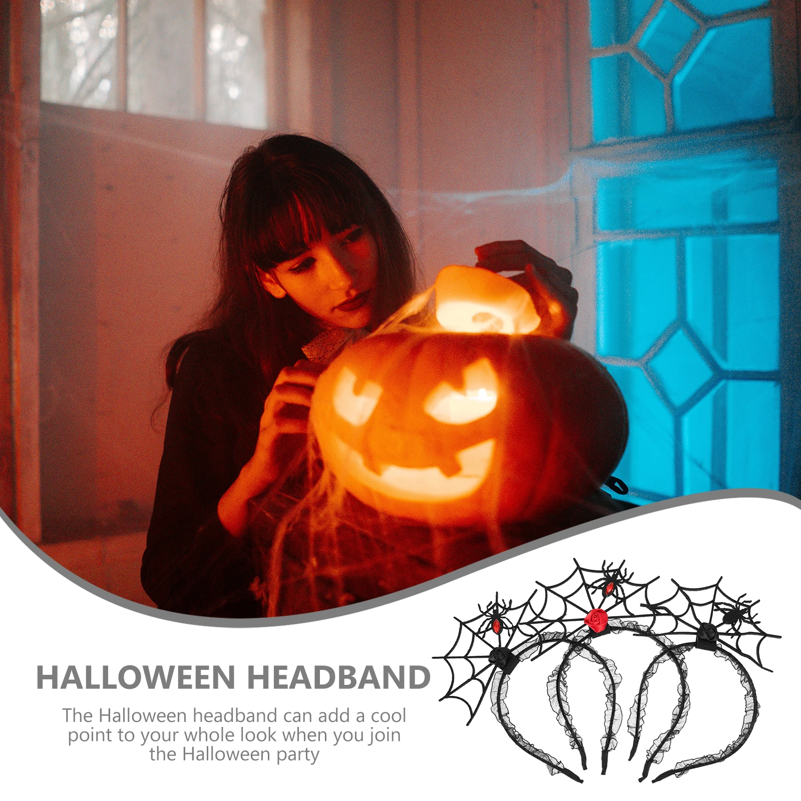 

3 Pcs Lace Headband Spiderweb Hair Hoops Halloween Costume Accessory Festive Party Decorations Banquet Stage Performance Holiday