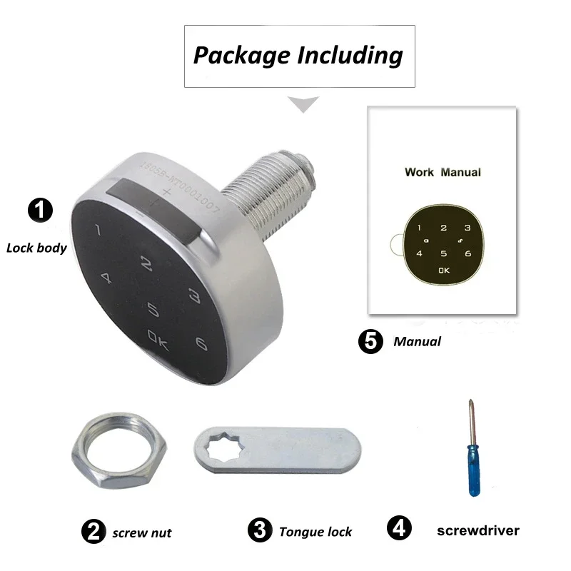 Anticlockwise Lock Digital Password Smart Door Lock Electric Cabinet Code Combination Password Battery Wooden Door Cabinet Lock