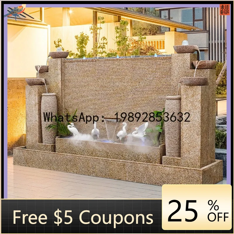 T26  Stone Chinese Style Outdoor Courtyard Water Curtain Wall Company Screen Partition Fish Pond Circulating  Water Curtain Wall