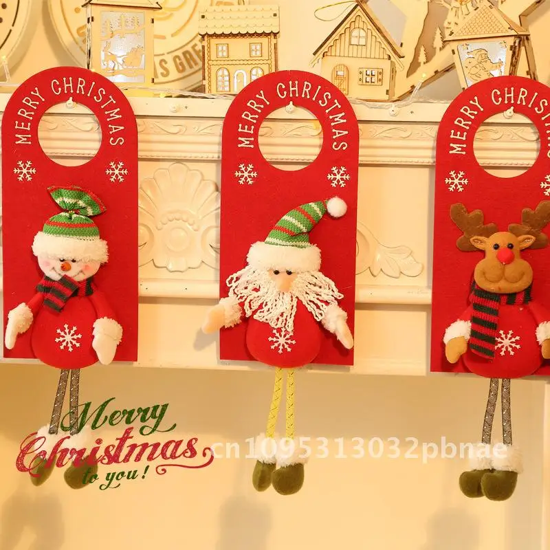 

Christmas Door Handle Decorations Set - Santa Claus Snowman Elk Hanging Pendants Modern Minimalist American Country Style