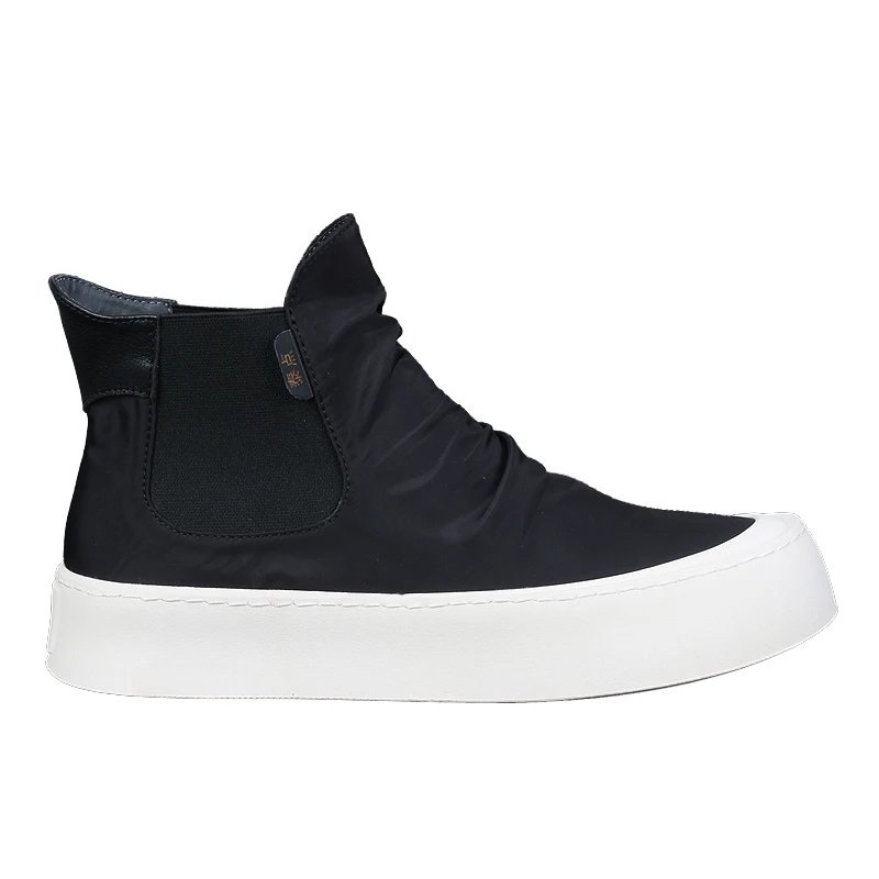 Korean Version Fashion Breathable Canvas Shoes High Top Board Shoes Fashion Casual Shoes Comfortable Black Men's Fashion Shoes