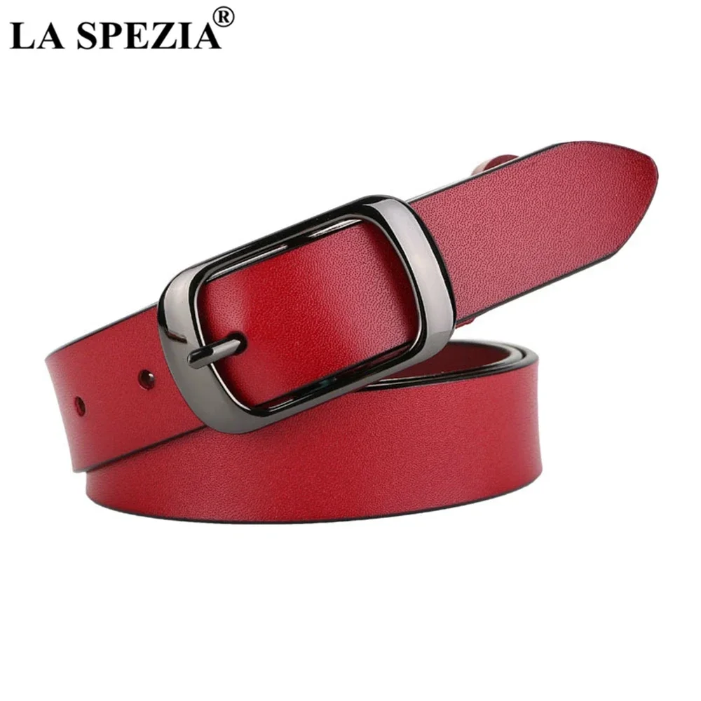 

Red Brown Women Belt Cowskin Pin Buckle Genuine Leather Belts for Trousers High Quality Solid Woman Business Formal Belt New