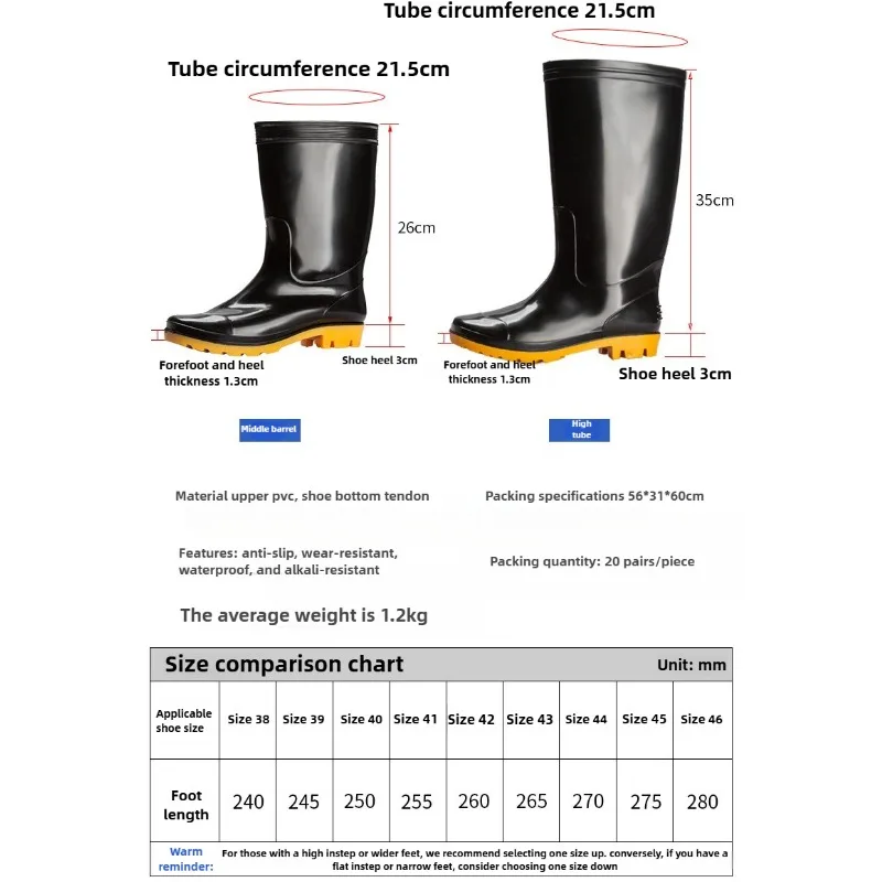 أحذية أمان للرجال أحذية المطر البلاستيكية السوداء للرجال، أحذية عالية مقاومة للماء غير قابلة للانزلاق Zapatos De Seguridad De Hombre #5