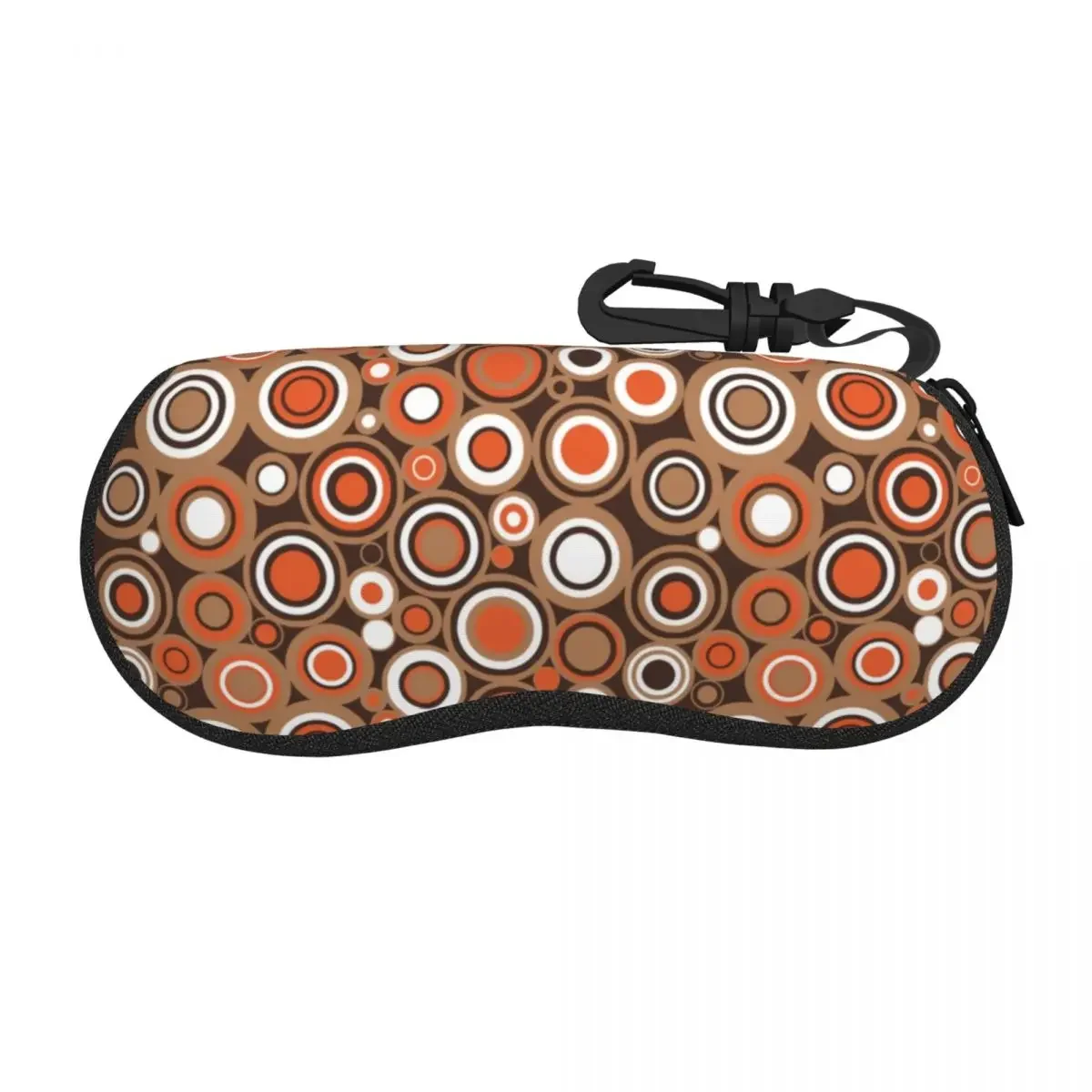 Custom Orange White And Brown Circle Retro Pattern Shell Glasses Case Unisex Travel Eyeglasses Case Sunglasses Protector Box