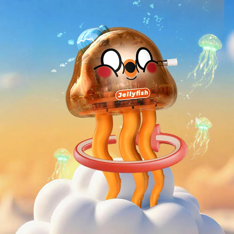 新しい面白い踊るクラゲゼンマイ式おもちゃ、ストレス解消のための踊る魔法のクラゲ、光る子供用のかわいいゼンマイ式赤ちゃん用インタラクティブおもちゃ