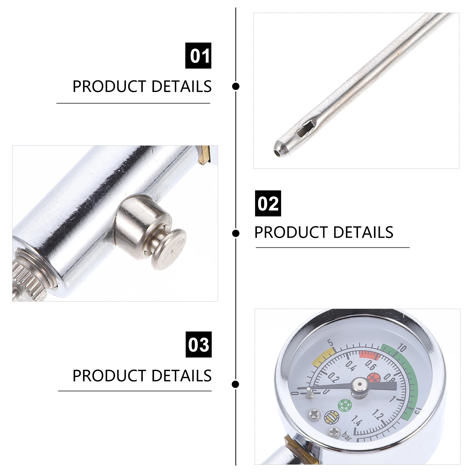 

Mini Ball Pressure Gauge Heavy Duty Metal Air Pressure Gauge Basketball Soccer Volleyball Accurate Quick Reading Portable Ball