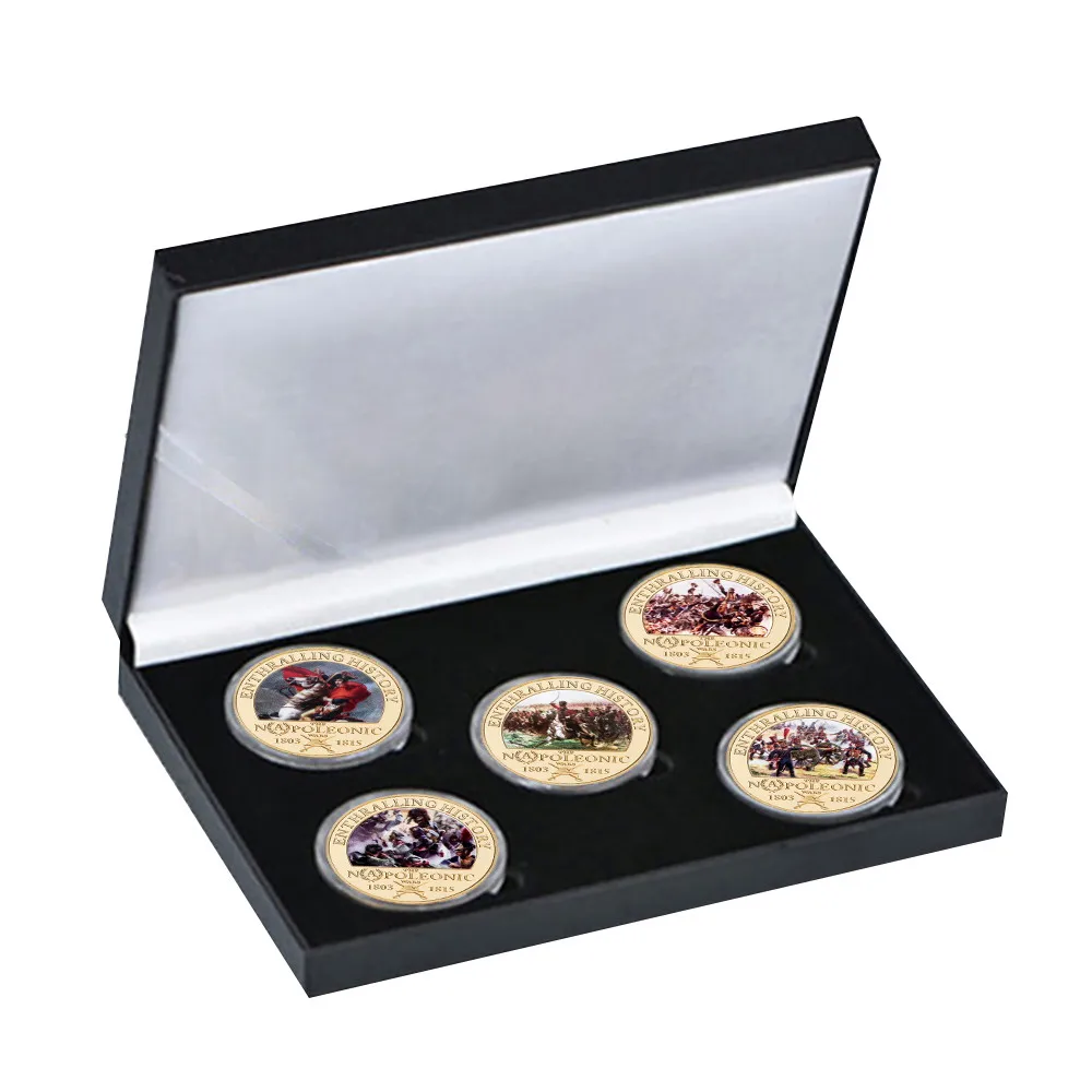 5pcs 1803-1815 Napoleonic Wars Commemorative Coins Set Napoleon Souvenir Medals European Military Challenge Coin Collecible Gift