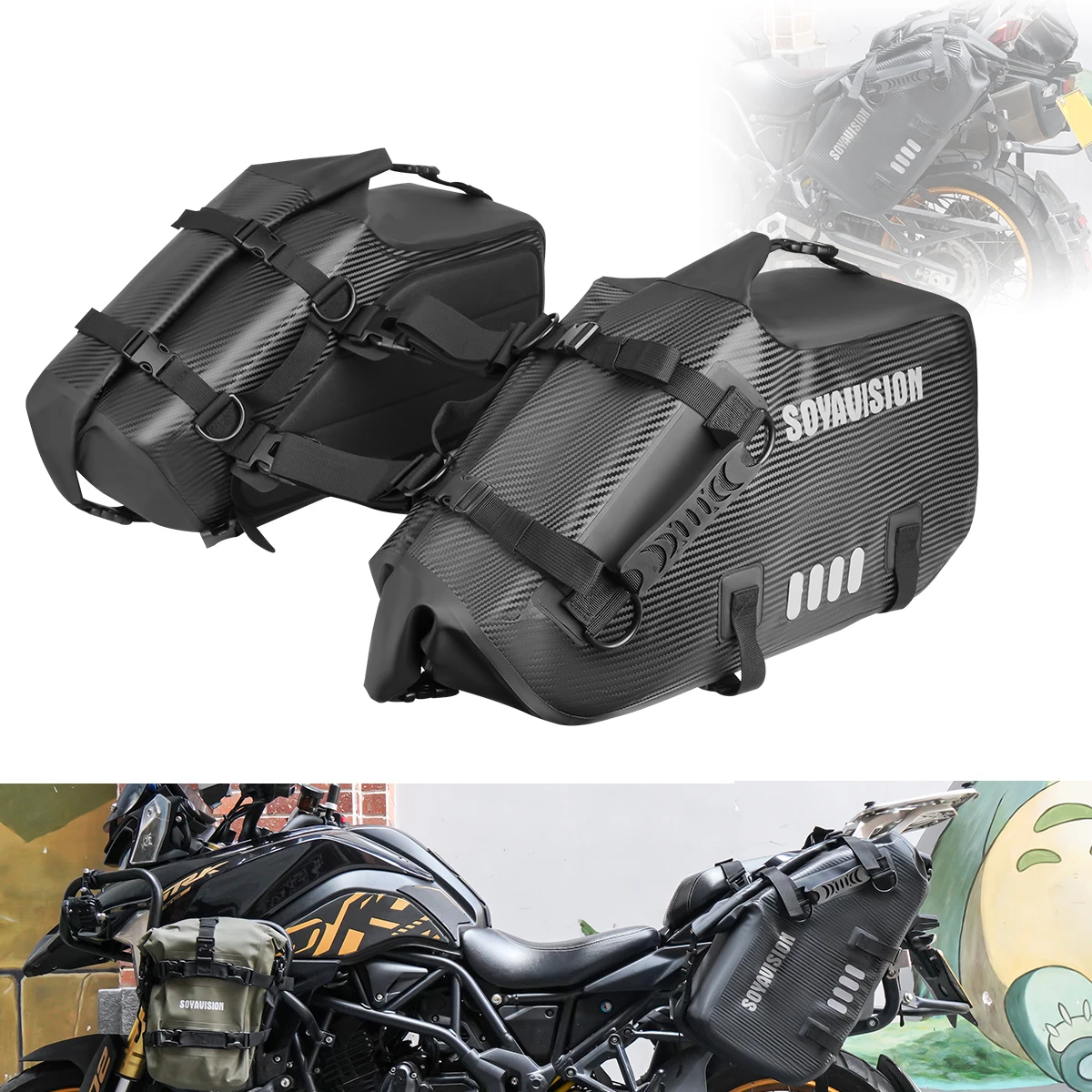 Motorcycle Saddle Bags Waterproof Dry Travel Luggage Side Pockets 18L 28L 48L Motorcycle Panniers Universal Motor Accessories