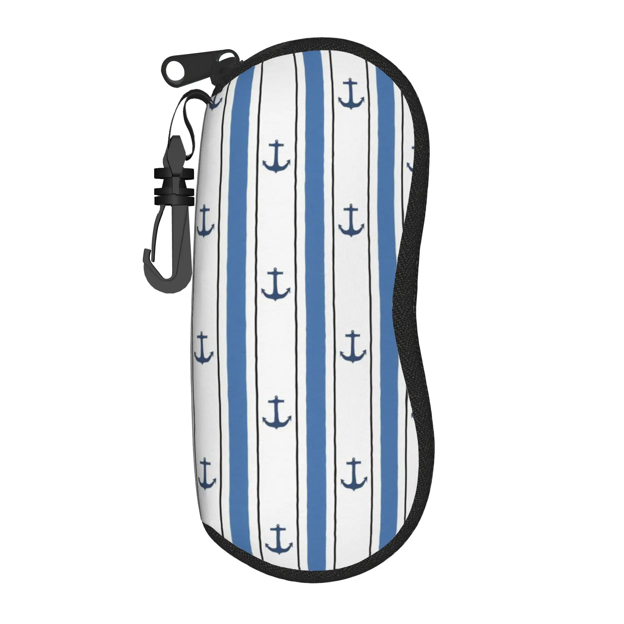Nautical Anchor Boat Glasses Case Cover  Zipper Sunglasses Pouch Trend Pocket Eyeglass Protector Male Female Eyewear Organizer
