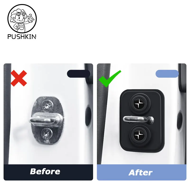 For polestar 4 2024 2025 polestar 2 3 Car Protect Door Mute Damping Cushion Silicone Lock Buckle Cover Pad Absorber Auto Parts