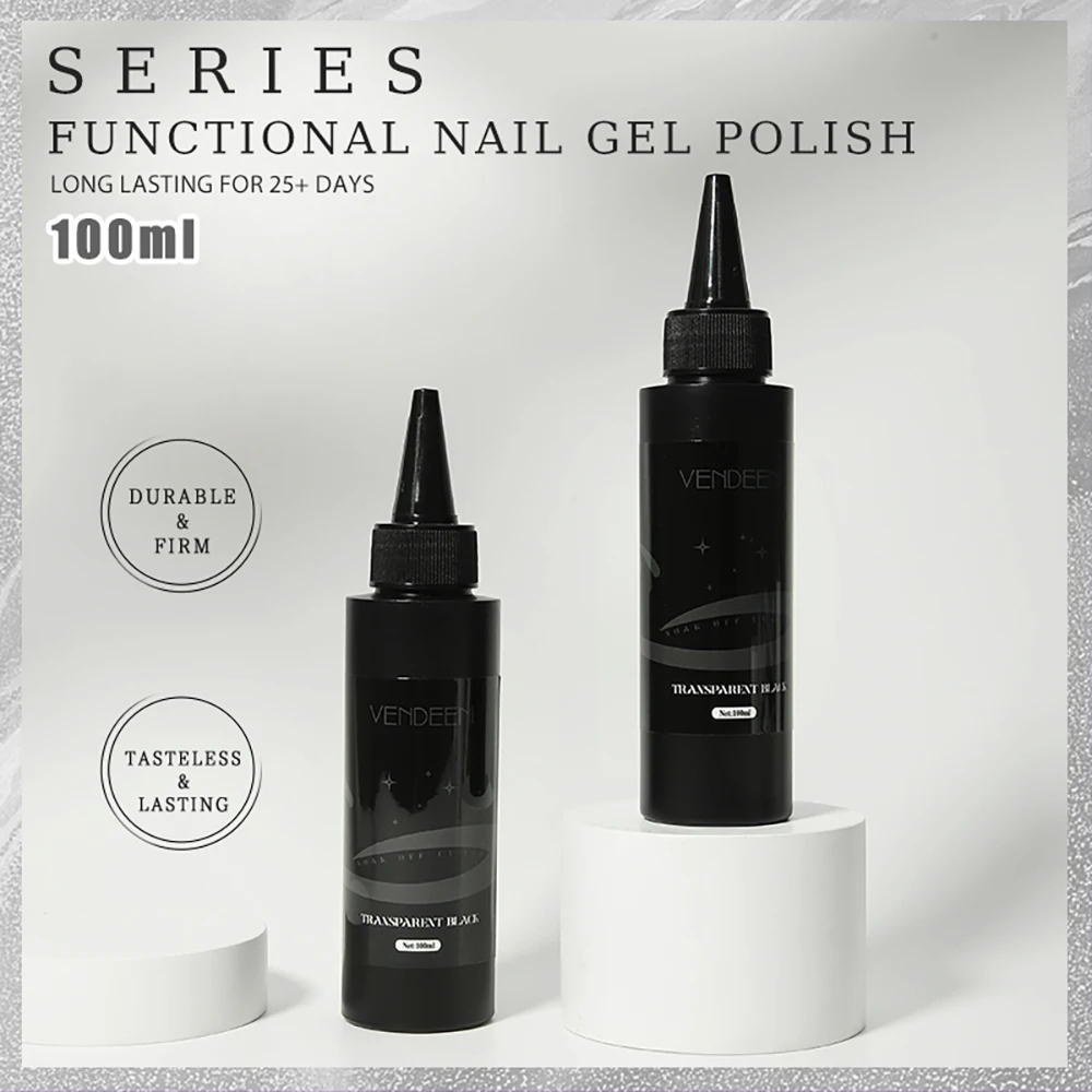 Vendeeni 100 مللي طلاء أظافر جل أسود شفاف شبه دائم UV LED نقع قبالة هلام الورنيش شفافة هلام هلام جودة الصالون