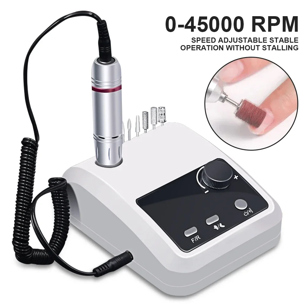 45000 RPM Trapano elettrico per unghie Lima elettrica Display HD Penna per manicure in metallo Tornio per unghie professionale Trapano levigatrice