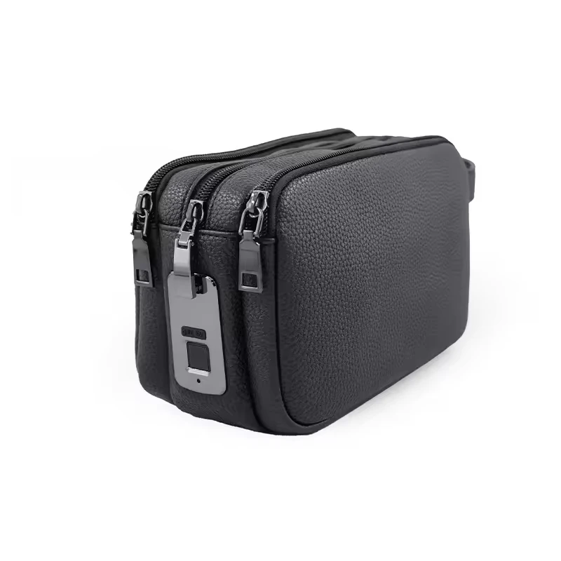 2026 Fiplock Tech Enabled Soft Leather Litchi Grain Finish Smart Anti-Theft Pouch USB Charging Men's Business Briefcase