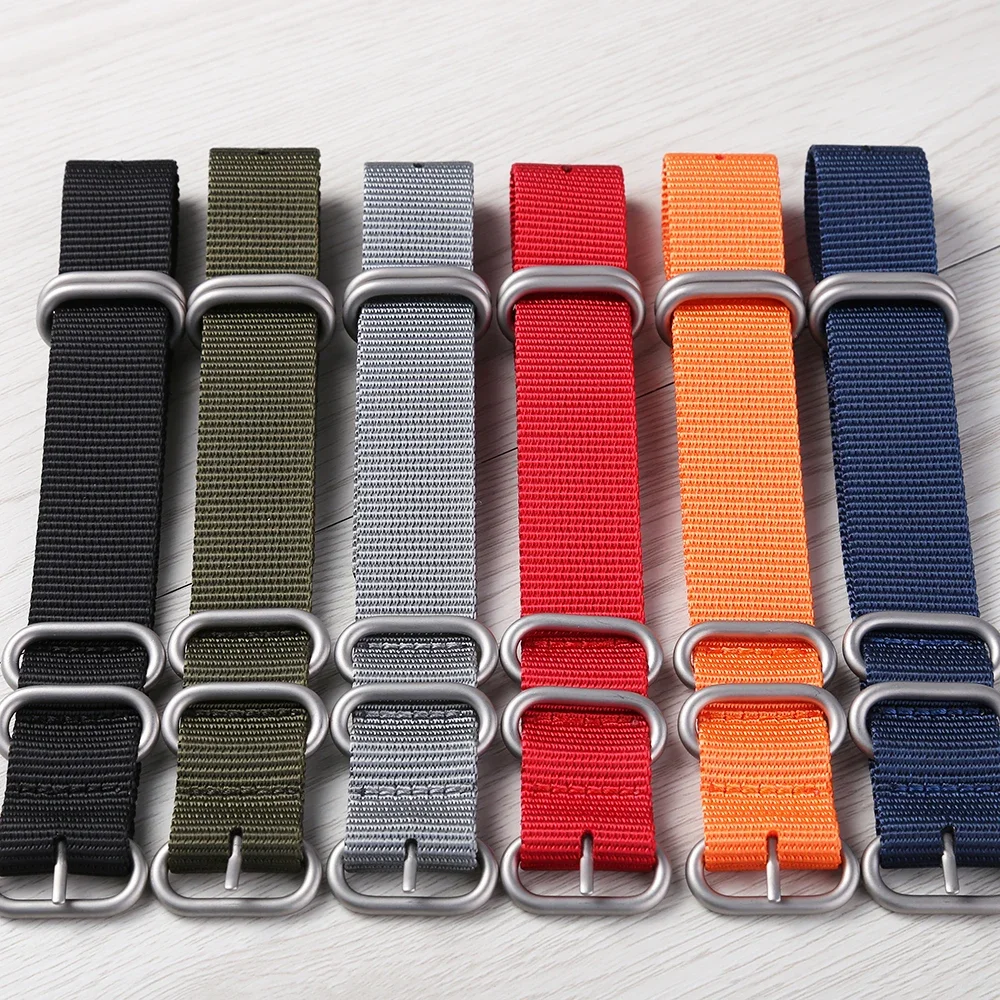 Durable Nylon Strap 18mm 20mm 22mm 24mm Stainless Steel Ring Buckle Men Military Replacement Watch Band for Big Wrist