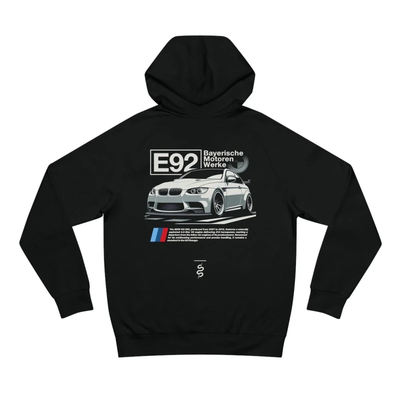 BMW M3 E92 Sudadera con capucha Regalo para entusiastas del coche Sudadera con capucha Otoño e invierno Tendencia versátil Suelta Camiseta misma para hombres y mujeres
