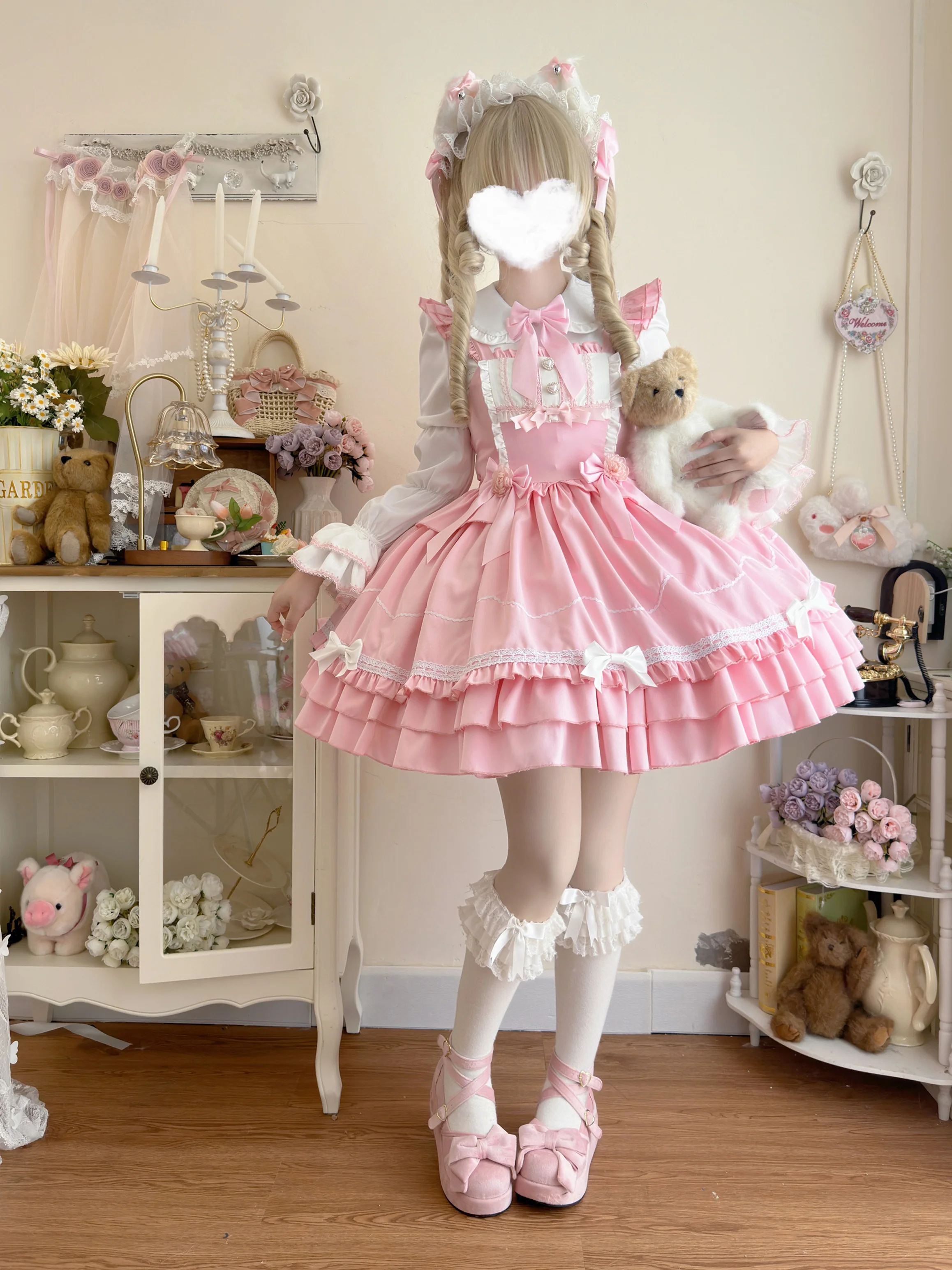 التصميم الأصلي لوليتا JSK فستان النمط الياباني الحلو لطيف فتاة المرأة بلون فستان بكتافة Pettiskirt 2025 رائجة البيع