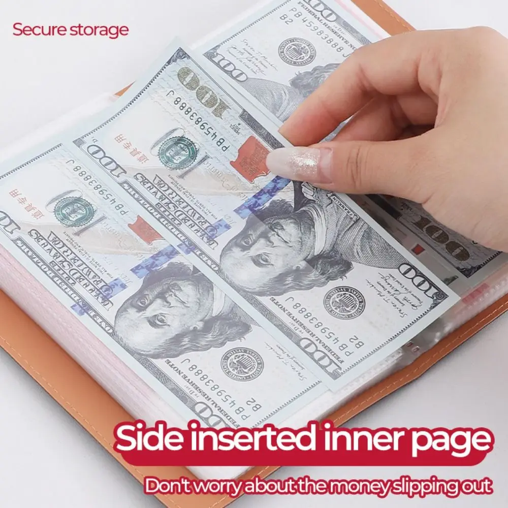 New PU Cash Deposit Book Marble Patterns Snap Button Design Cash Saving Book 100 Pockets Budget Planner Budget Planning
